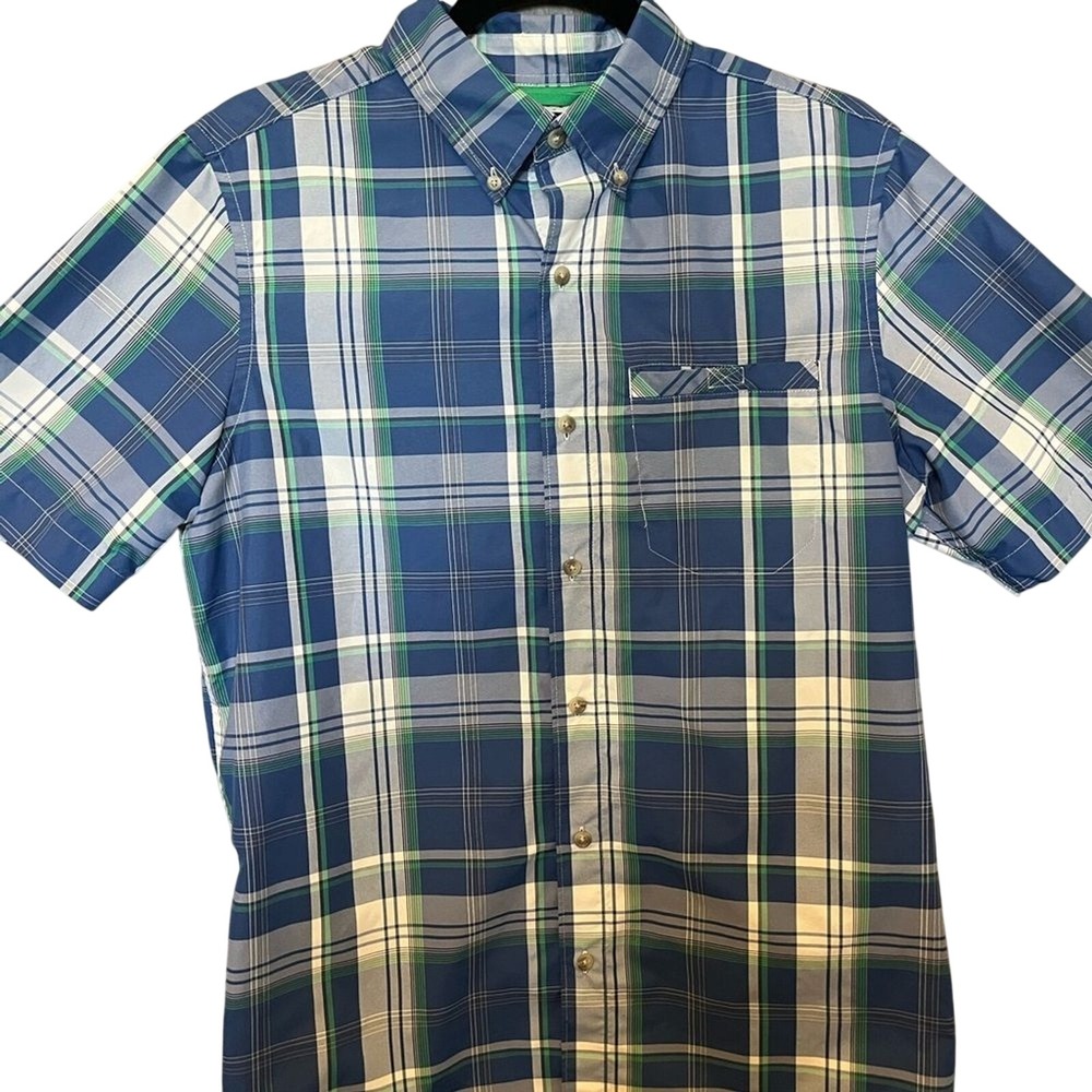 Men's Chaps Sz Small Fishing Shirt Blue Striped Shirt w/breathable white‎ mesh